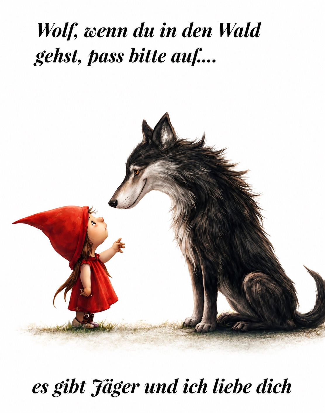 Rotkäppchen warnt Wolf